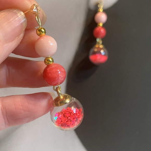 18k Gold Plated Stud Earrings handcrafted Drop pierced Dangle Pierced Earrings - Picture 1 of 17